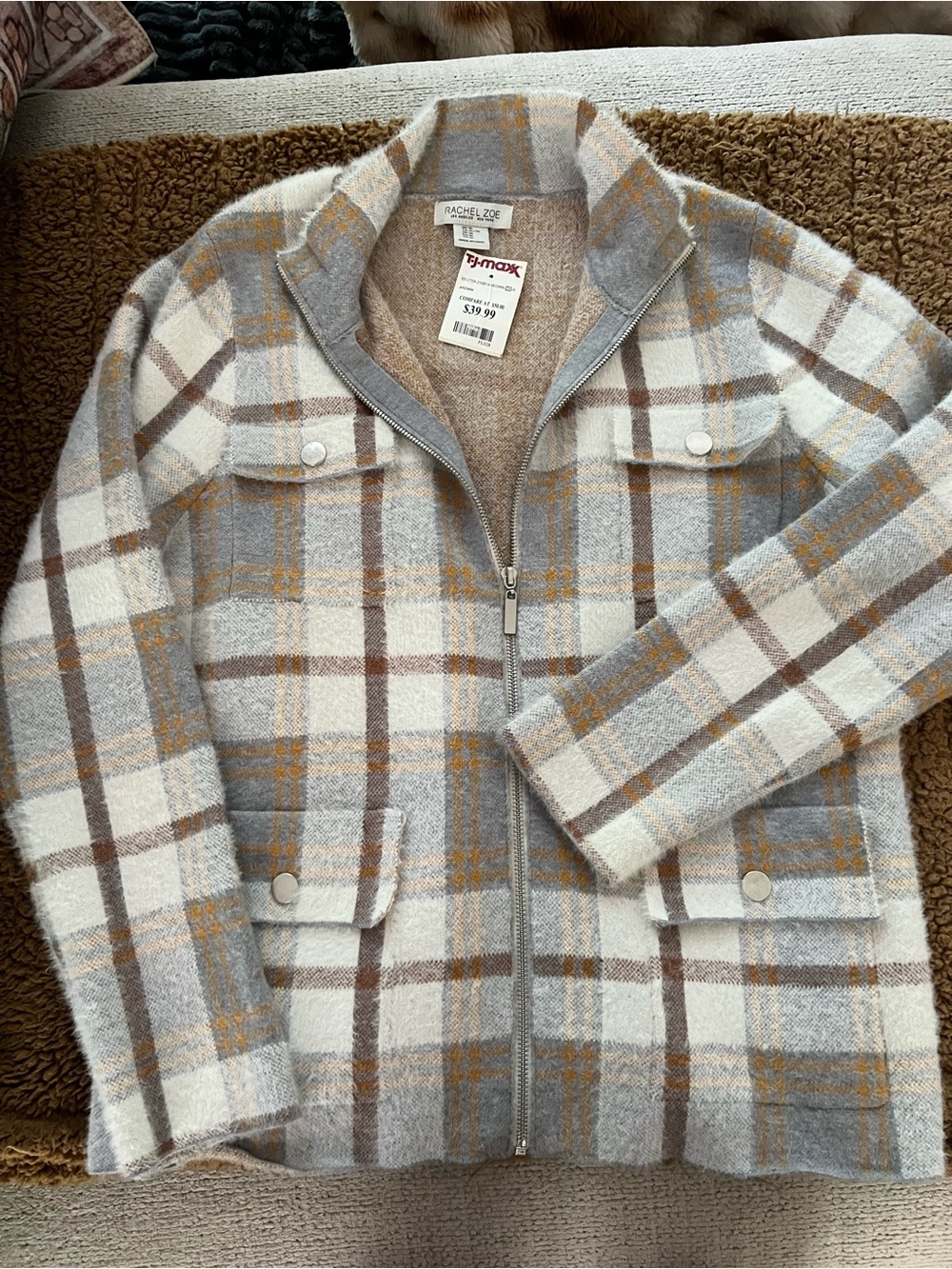 Cozy Beige Plush fall jacket